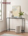 Consola cu blat din sticla securizata, Vasagle, 100x20x80 cm, otel, negru/gri ardezie