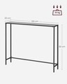 Consola cu blat din sticla securizata, Vasagle, 100x20x80 cm, otel, negru/gri ardezie