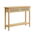 Consola cu sertare Boho Style, Vasagle, 100x30x80 cm, PAL/MDF, bej
