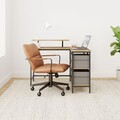 Birou de colt  L-Shaped, Vasagle, design reversibil, 105x115x89.5 cm, PAL/otel, maro rustic