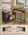 Birou de colt  L-Shaped, Vasagle, design reversibil, 105x115x89.5 cm, PAL/otel, maro rustic