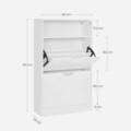 Pantofar cu 2 usi, Vasagle, 8-12 perechi pantofi, 60x24x102 cm, PAL, alb