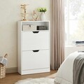 Pantofar cu 2 usi, Vasagle, 8-12 perechi pantofi, 60x24x102 cm, PAL, alb