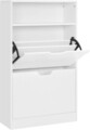 Pantofar cu 2 usi, Vasagle, 8-12 perechi pantofi, 60x24x102 cm, PAL, alb
