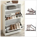 Pantofar cu 2 usi, Vasagle, 8-12 perechi pantofi, 60x24x102 cm, PAL, alb