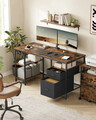 Birou, Vasagle Office, 140x60x76 cm, PAL/otel, maro rustic
