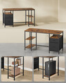 Birou, Vasagle Office, 140x60x76 cm, PAL/otel, maro rustic