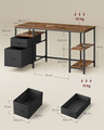 Birou, Vasagle Office, 140x60x76 cm, PAL/otel, maro rustic