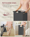 Cos de rufe cu doua compartimente, Vasagle, 73x33x72 cm, 2 x 46 L, MDF/tesatura Oxford, maro/gri