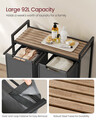 Cos de rufe cu doua compartimente, Vasagle, 73x33x72 cm, 2 x 46 L, MDF/tesatura Oxford, maro/gri