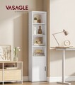 Biblioteca ingusta, Vasagle, 31.8x24x175 cm, PAL/MDF, alb cloud