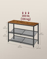 Pantofar cu 3 rafturi Industrial, 75x28x53 cm, PAL/otel, maro rustic