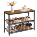 Pantofar cu 3 rafturi Industrial, 75x28x53 cm, PAL/otel, maro rustic