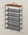 Pantofar cu 6 rafturi Industrial, 75x28x114 cm, PAL/otel, maro rustic
