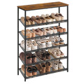Pantofar cu 6 rafturi Industrial, 75x28x114 cm, PAL/otel, maro rustic