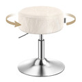 Taburet reglabil pentru masa de machiaj, Vasagle, rotativ, 38.5x45.5-57.5 cm, piele ecologica/otel, crem