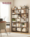 Biblioteca Industrial, Vasagle, 128x24x187 cm, PAL/MDF, maro/negru