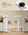 Masuta cu roti si inaltime reglabila pentru canapea, Vasagle, 70x40x65-102 cm, PAL/otel, alb cloud