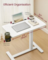 Masuta cu roti si inaltime reglabila pentru canapea, Vasagle, 70x40x65-102 cm, PAL/otel, alb cloud