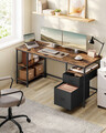 Birou, Vasagle Office, 160x60x76 cm, PAL/otel, maro rustic