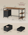 Birou, Vasagle Office, 160x60x76 cm, PAL/otel, maro rustic
