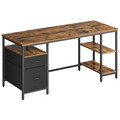Birou, Vasagle Office, 160x60x76 cm, PAL/otel, maro rustic