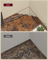 Birou de colt L-Shaped, Vasagle, design reversibil, 130x120x74.7 cm, PAL/otel, maro rustic
