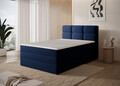 Pat continental tapitat cu lada depozitare, 140x200 cm, ELTAP, Kasped, lemn/poliester, albastru inchis