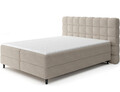 Pat continental tapitat cu lada depozitare, 140x200 cm, ELTAP, Camma, lemn/poliester, bej inchis