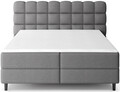 Pat continental tapitat cu lada depozitare, 140x200 cm, ELTAP, Camma, lemn/poliester, gri inchis