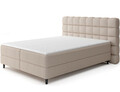Pat continental tapitat cu lada depozitare, 140x200 cm, ELTAP, Camma, lemn/poliester, bej