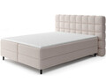 Pat continental tapitat cu lada depozitare, 140x200 cm, ELTAP, Camma, lemn/poliester, bej deschis