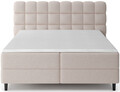 Pat continental tapitat cu lada depozitare, 160x200 cm, ELTAP, Camma, lemn/poliester, bej deschis