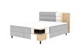 Pat continental tapitat cu lada depozitare, 180x200 cm, ELTAP, Camma, lemn/poliester, gri inchis