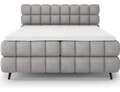 Pat continental tapitat cu lada depozitare, 140x200 cm, ELTAP, Sabeno, lemn/poliester, gri