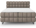 Pat continental tapitat cu lada depozitare, 160x200 cm, ELTAP, Sabeno, lemn/poliester, bej inchis