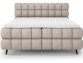 Pat continental tapitat cu lada depozitare, 180x200 cm, ELTAP, Sabeno, lemn/poliester, bej deschis