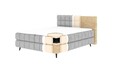 Pat continental tapitat cu lada depozitare, 180x200 cm, ELTAP, Sabeno, lemn/poliester, bej deschis