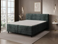 Pat continental tapitat cu lada depozitare, 140x200 cm, ELTAP, Cortiko, lemn/poliester, verde