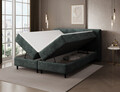 Pat continental tapitat cu lada depozitare, 160x200 cm, ELTAP, Cortiko, lemn/poliester, verde