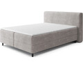 Pat continental tapitat cu lada depozitare, 180x200 cm, ELTAP, Cortiko, lemn/poliester, gri deschis