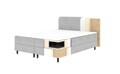 Pat continental tapitat cu lada depozitare, 180x200 cm, ELTAP, Cortiko, lemn/poliester, gri deschis