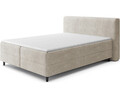 Pat continental tapitat cu lada depozitare, 180x200 cm, ELTAP, Cortiko, lemn/poliester, bej deschis