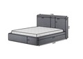 Pat tapitat cu somiera rabatabila si lada depozitare, 160x200 cm, ELTAP, Pesillo, metal/poliester, albastru inchis