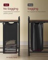 Cos de rufe cu 4 compartimente si raft depozitare, Vasagle, 116x33x72 cm, 4x40L, MDF/otel, maro/negru