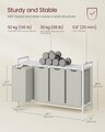 Cos de rufe cu 4 compartimente si raft depozitare, Vasagle, 116x33x72 cm, 4x40L, MDF/otel, alb