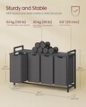 Cos de rufe cu 4 compartimente si raft depozitare, Vasagle, 116x33x72 cm, 4x40L, MDF/otel, negru/gri