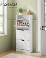 Pantofar cu 3 usi, Vasagle, 14-18 perechi pantofi, 60x24x139 cm, PAL/MDF, alb cloud