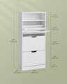 Pantofar cu 3 usi, Vasagle, 14-18 perechi pantofi, 60x24x139 cm, PAL/MDF, alb cloud