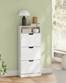 Pantofar cu 3 usi, Vasagle, 14-18 perechi pantofi, 60x24x139 cm, PAL/MDF, alb cloud
